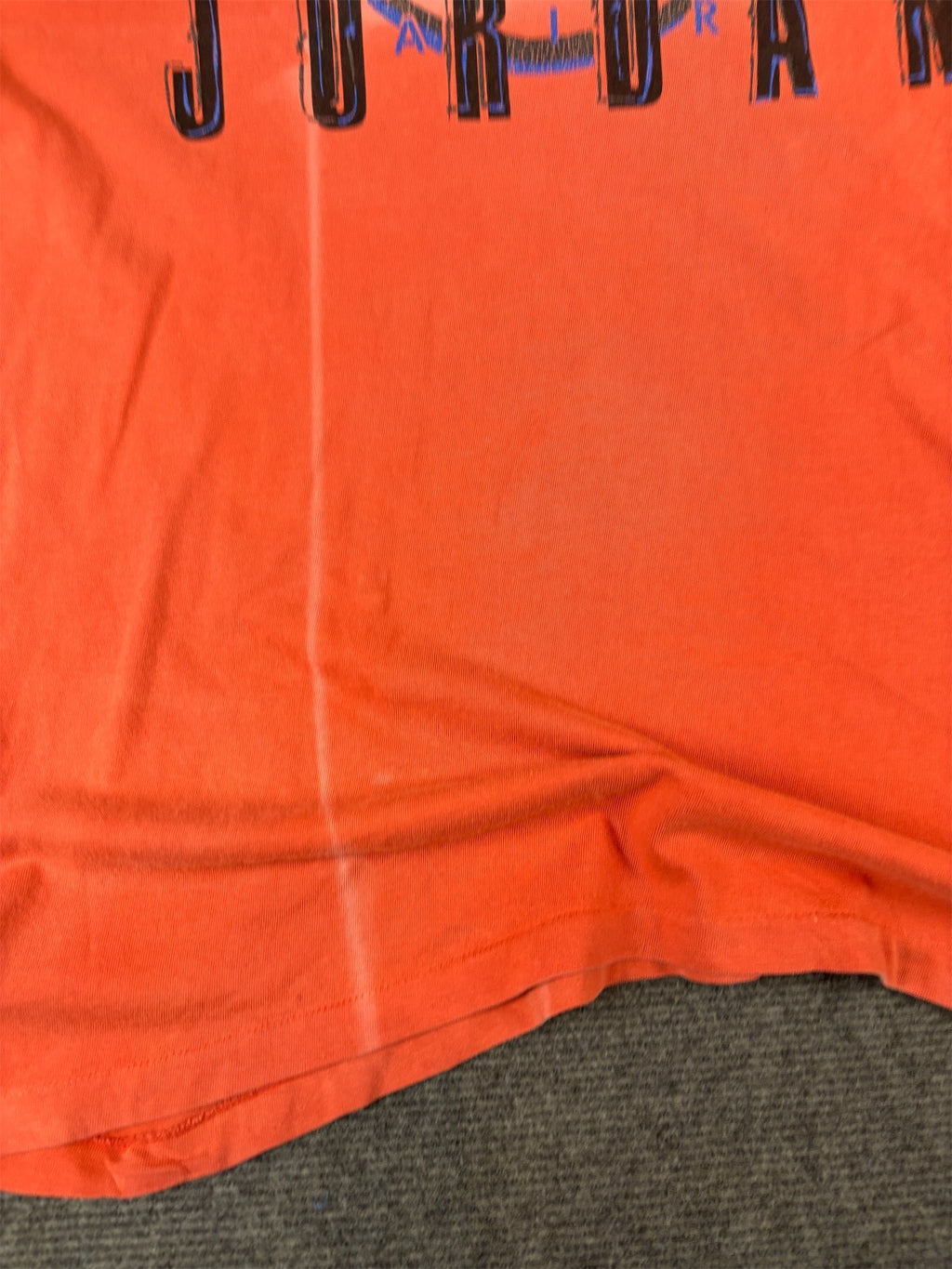 Vintage 90s Nike Jordan T-Shirt XL Red Orange Cotton Single Stitch Jumpman Spell Out Rare