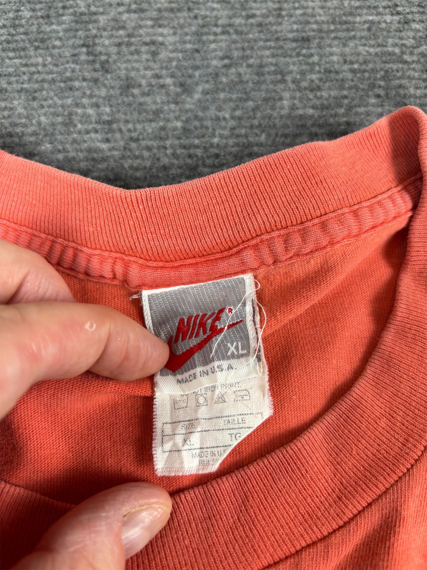 Vintage 90s Nike Jordan T-Shirt XL Red Orange Cotton Single Stitch Jumpman Spell Out Rare