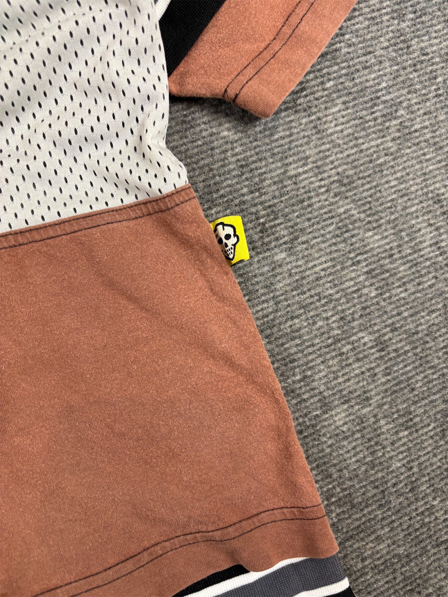 Vintage 90s Nike Jersey T-Shirt Size S Brown Grey Mesh Hockey Mask Graphic Rare