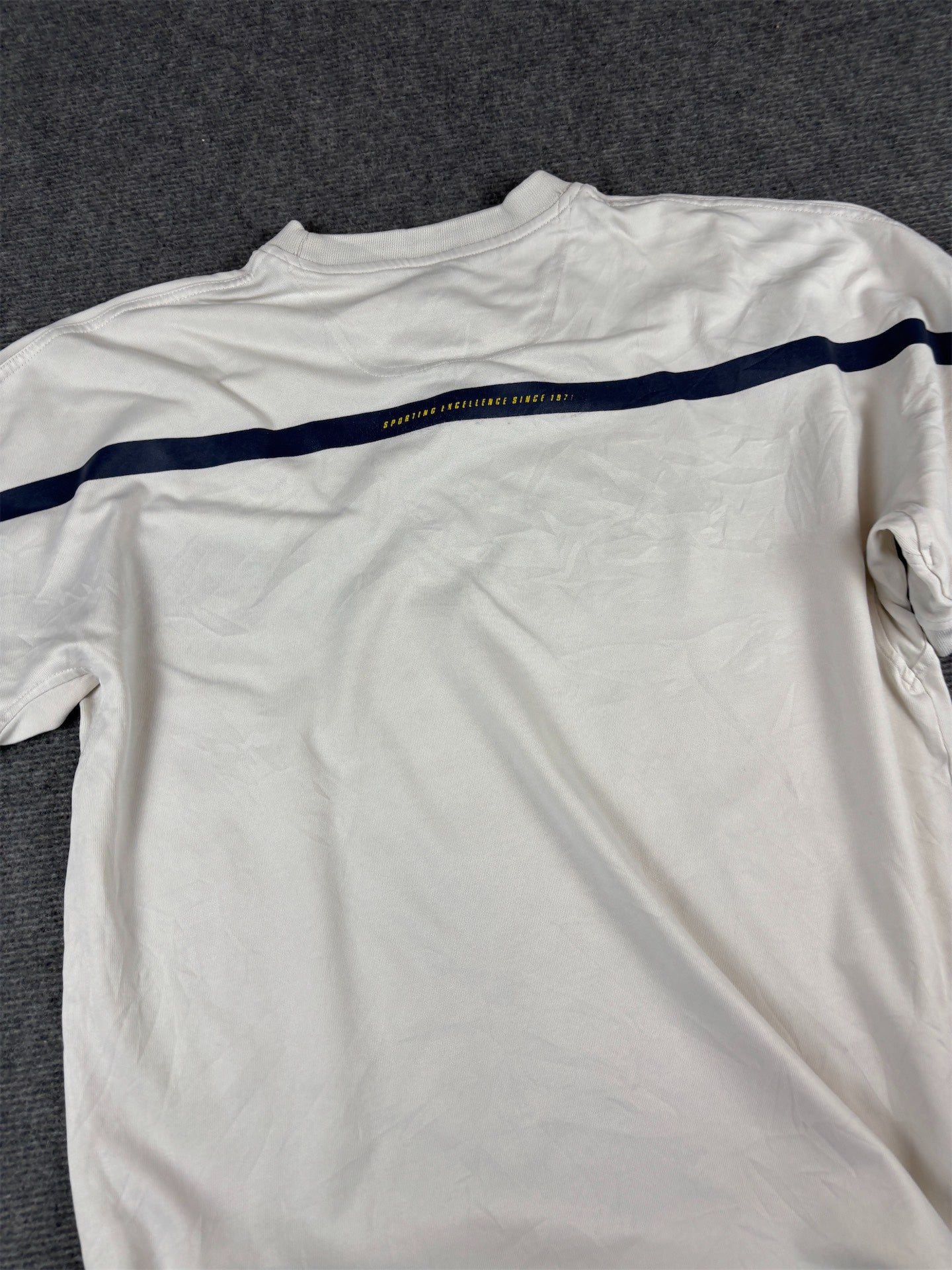 Vintage Y2K Nike T-Shirt L White Grey Cotton Athletic 71 Spell Out Badge Logo