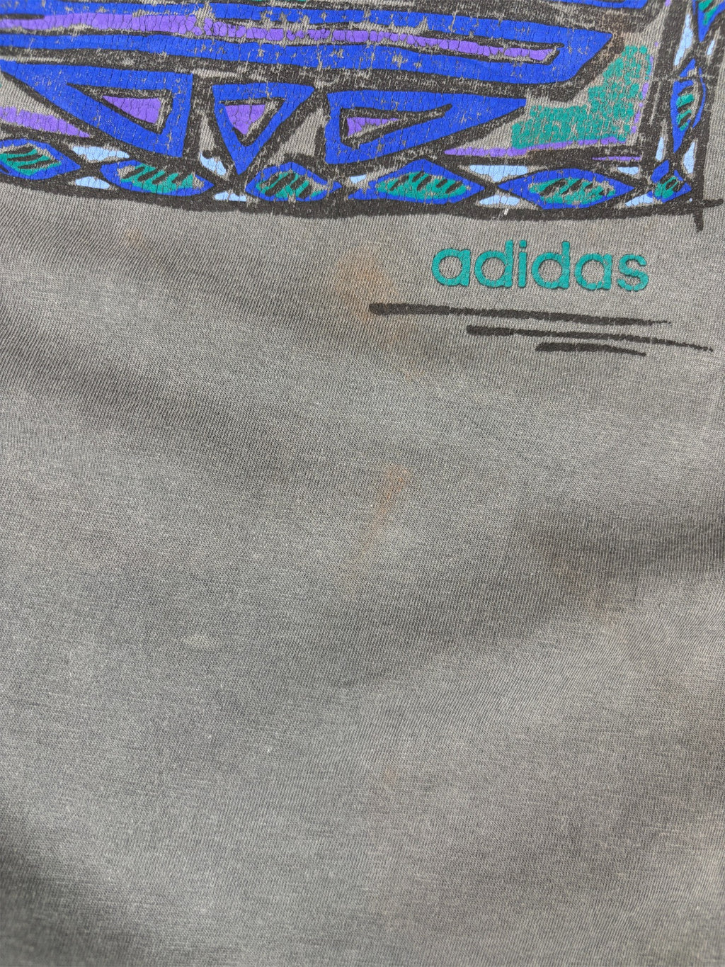 Vintage 90s Adidas T-Shirt Size XL Grey Retro Front Graphic Flower Logo Oversized