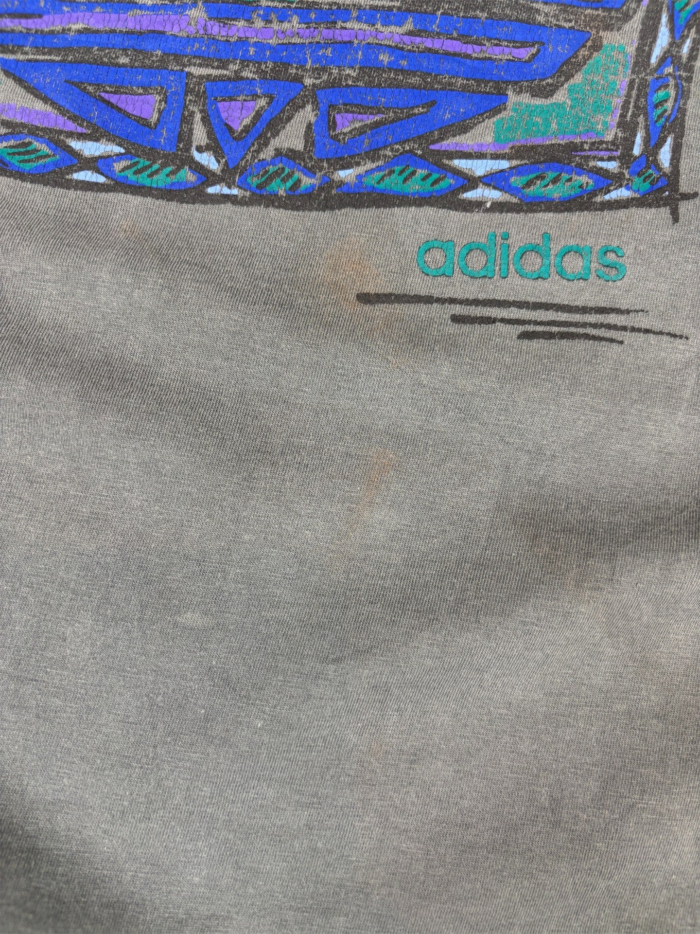 Vintage 90s Adidas T-Shirt Size XL Grey Retro Front Graphic Flower Logo Oversized
