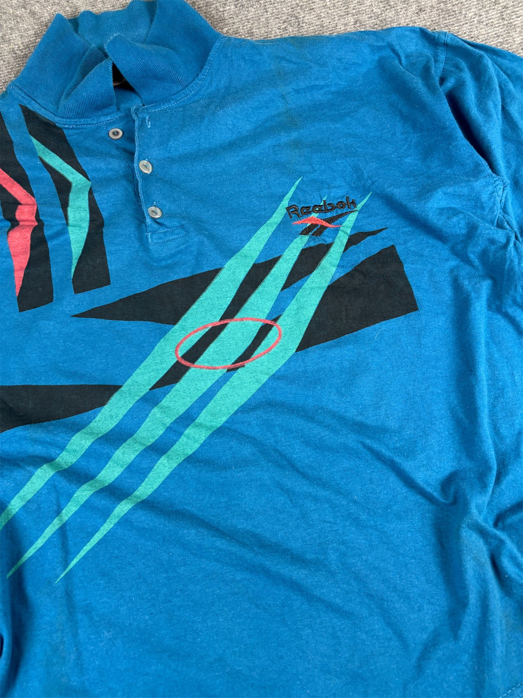 Vintage 80s Reebok Polo XL Blue Cotton Retro Tennis Style