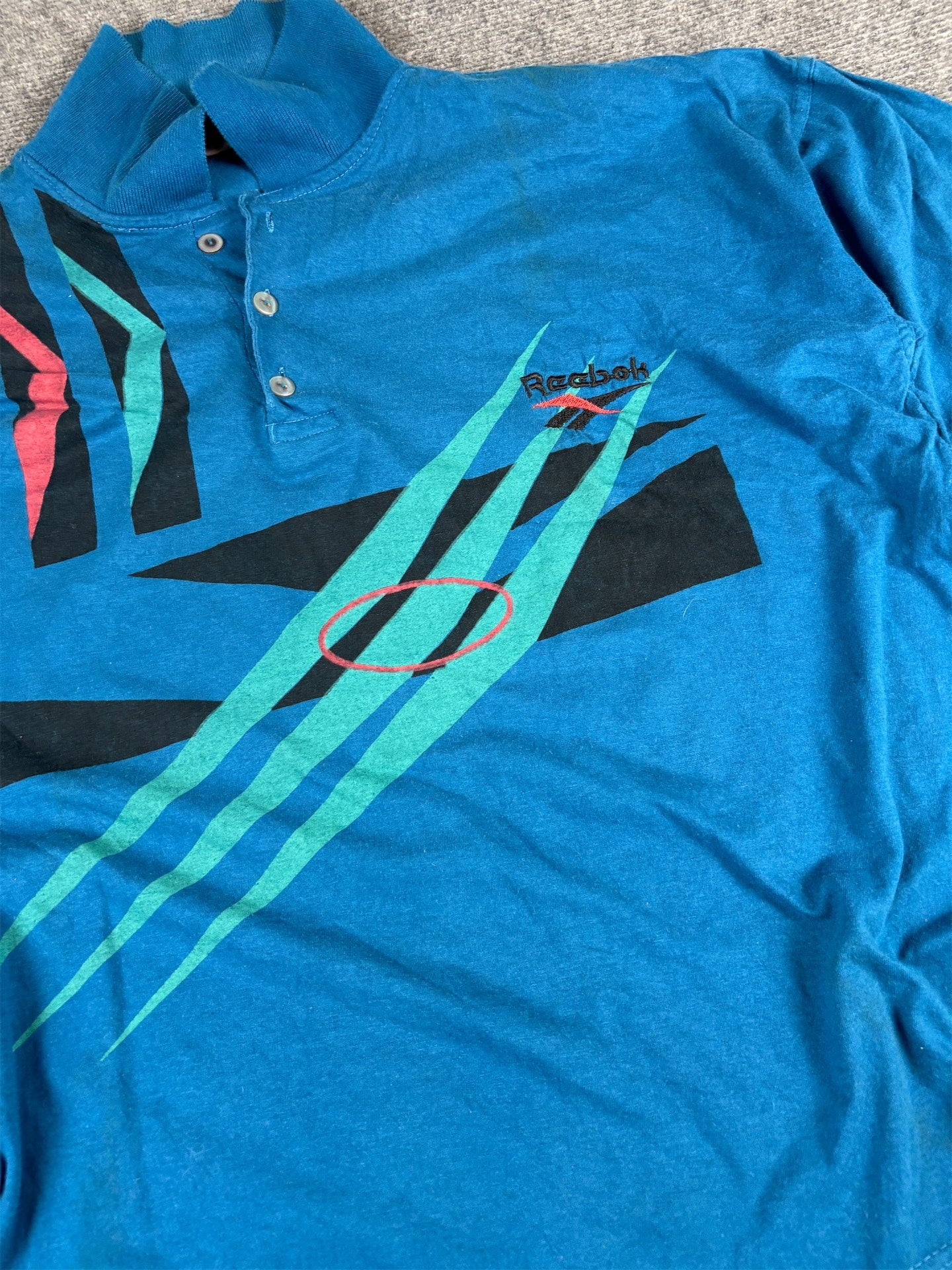 Vintage 80s Reebok Polo XL Blue Cotton Retro Tennis Style