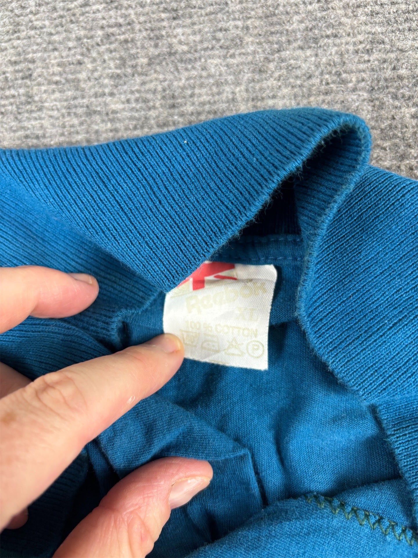 Vintage 80s Reebok Polo XL Blue Cotton Retro Tennis Style