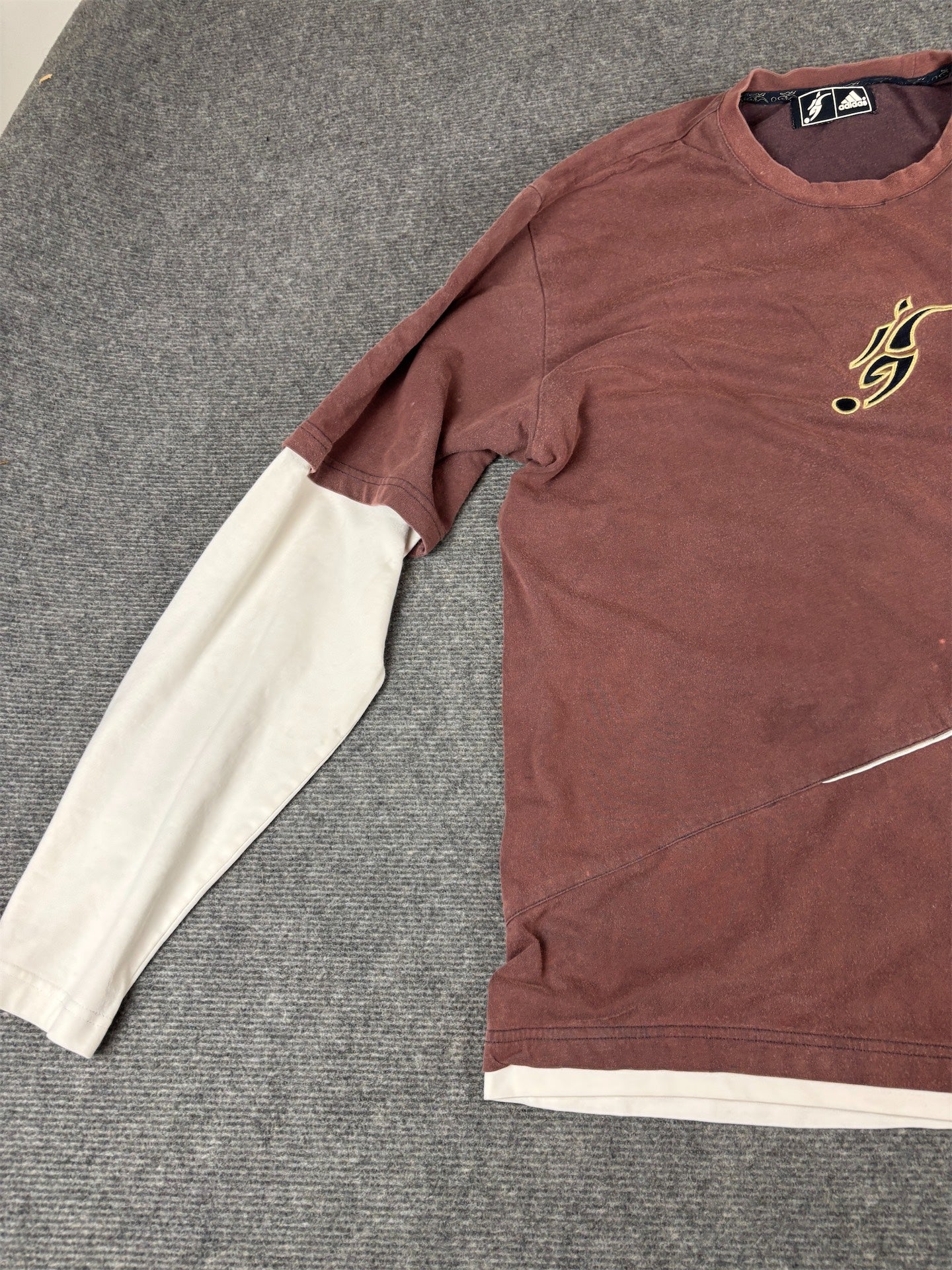 Vintage Y2K Adidas Predator David Beckham Size L Brown White Long Sleeve Crew Neck