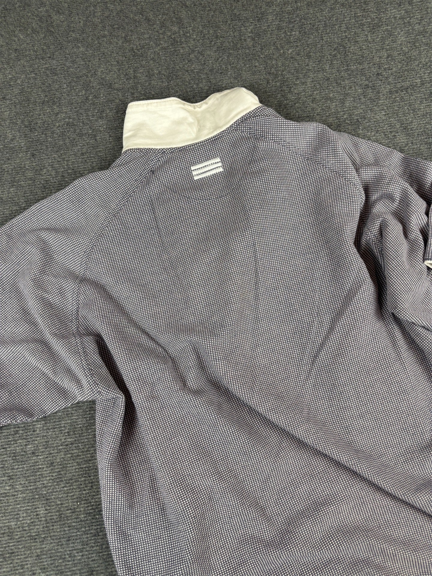 Vintage 90s Adidas Polo Size L Grey Red Cotton Textured Badge Logo