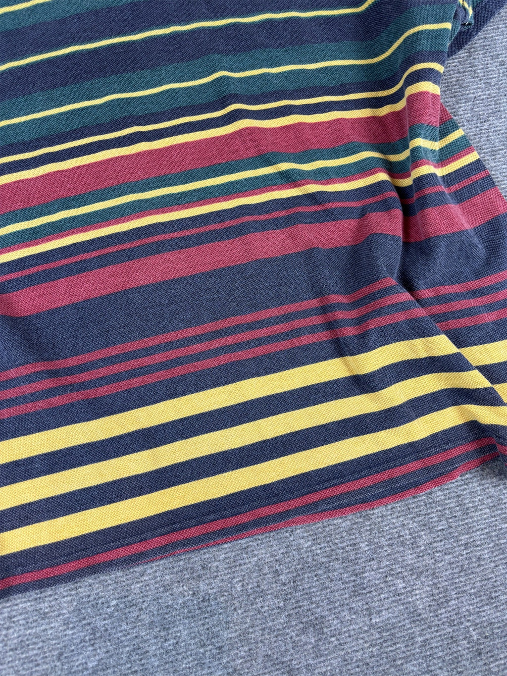 Vintage 90s Adidas Polo Men's L Multicolour Stripe Embroidered Logo