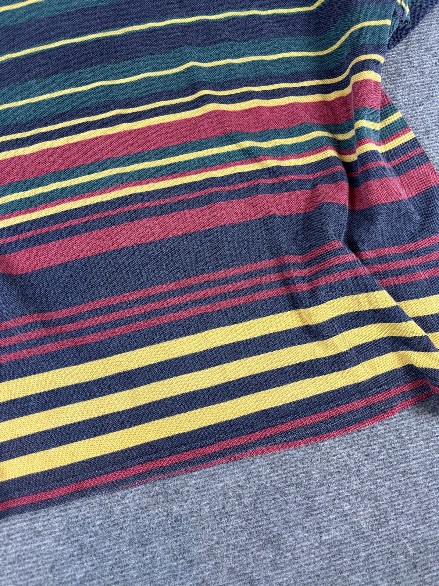 Vintage 90s Adidas Polo Men's L Multicolour Stripe Embroidered Logo