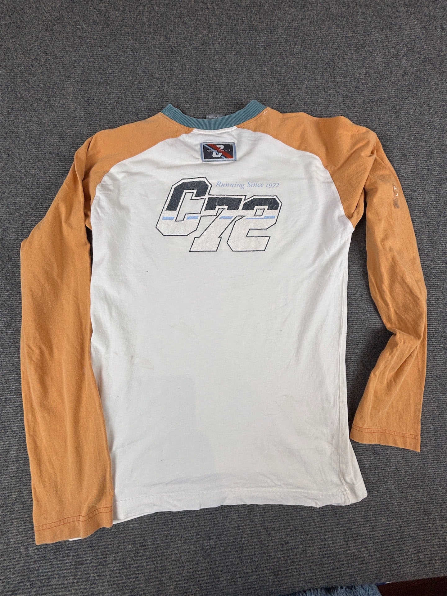 Vintage Y2K Nike Cortez 72 T-Shirt Men's S White Orange Badge Logo Long Sleeve