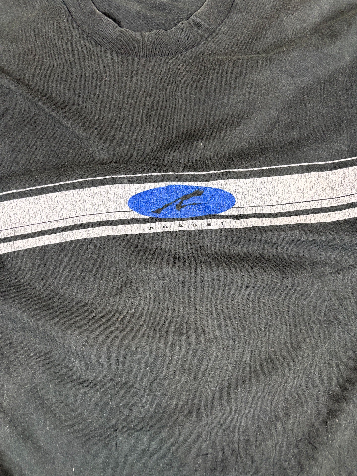 Vintage 90s Nike Agassi T-Shirt Men's XL Black Spell Out Logo Oversized Crew