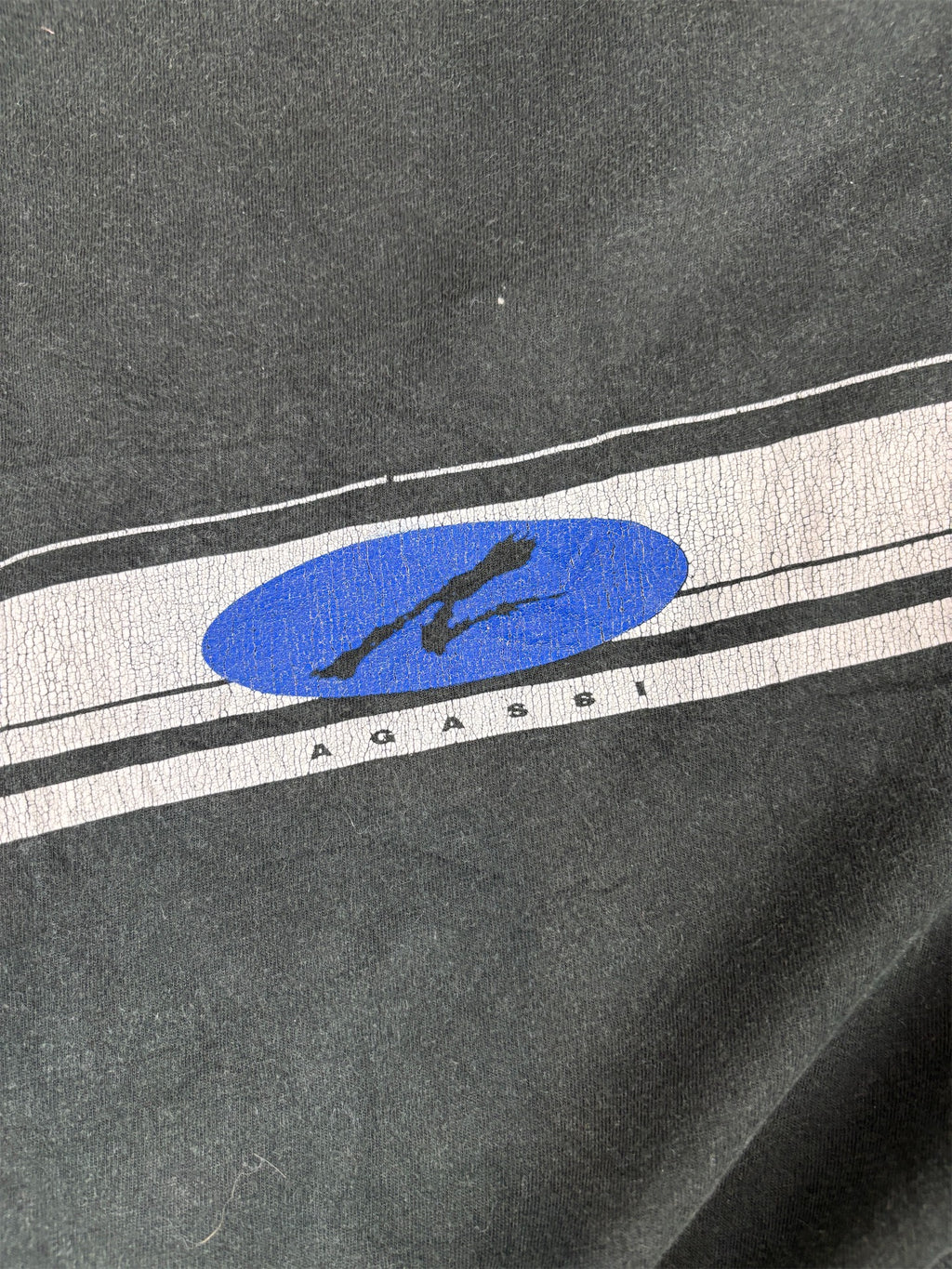 Vintage 90s Nike Agassi T-Shirt Men's XL Black Spell Out Logo Oversized Crew