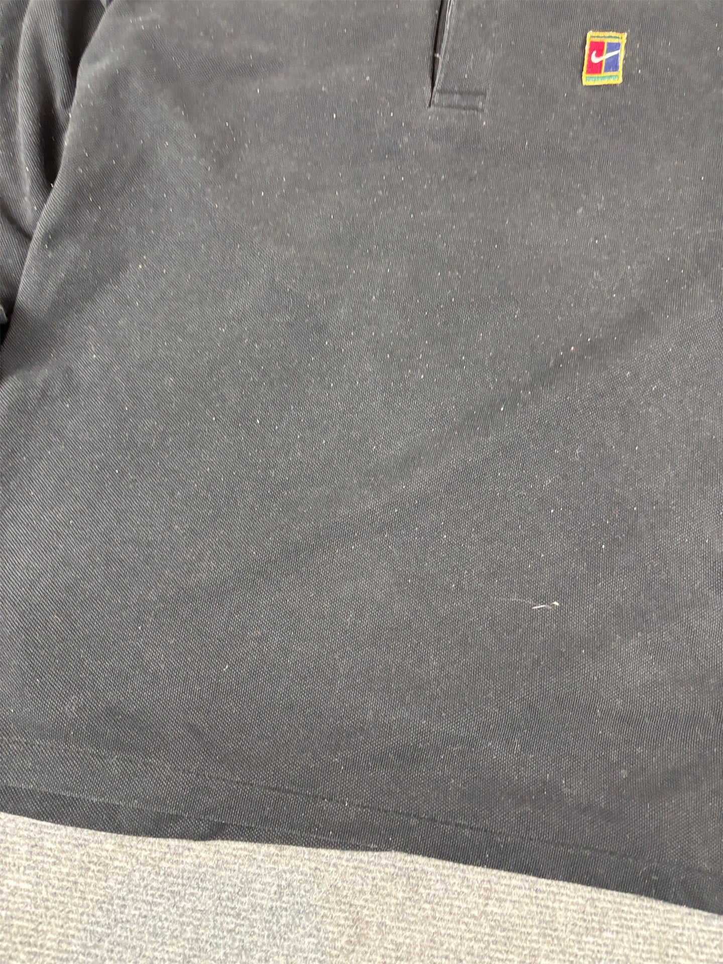 Vintage Y2K Nike Court Polo T-Shirt Size M Black Badge Logo Long Sleeve