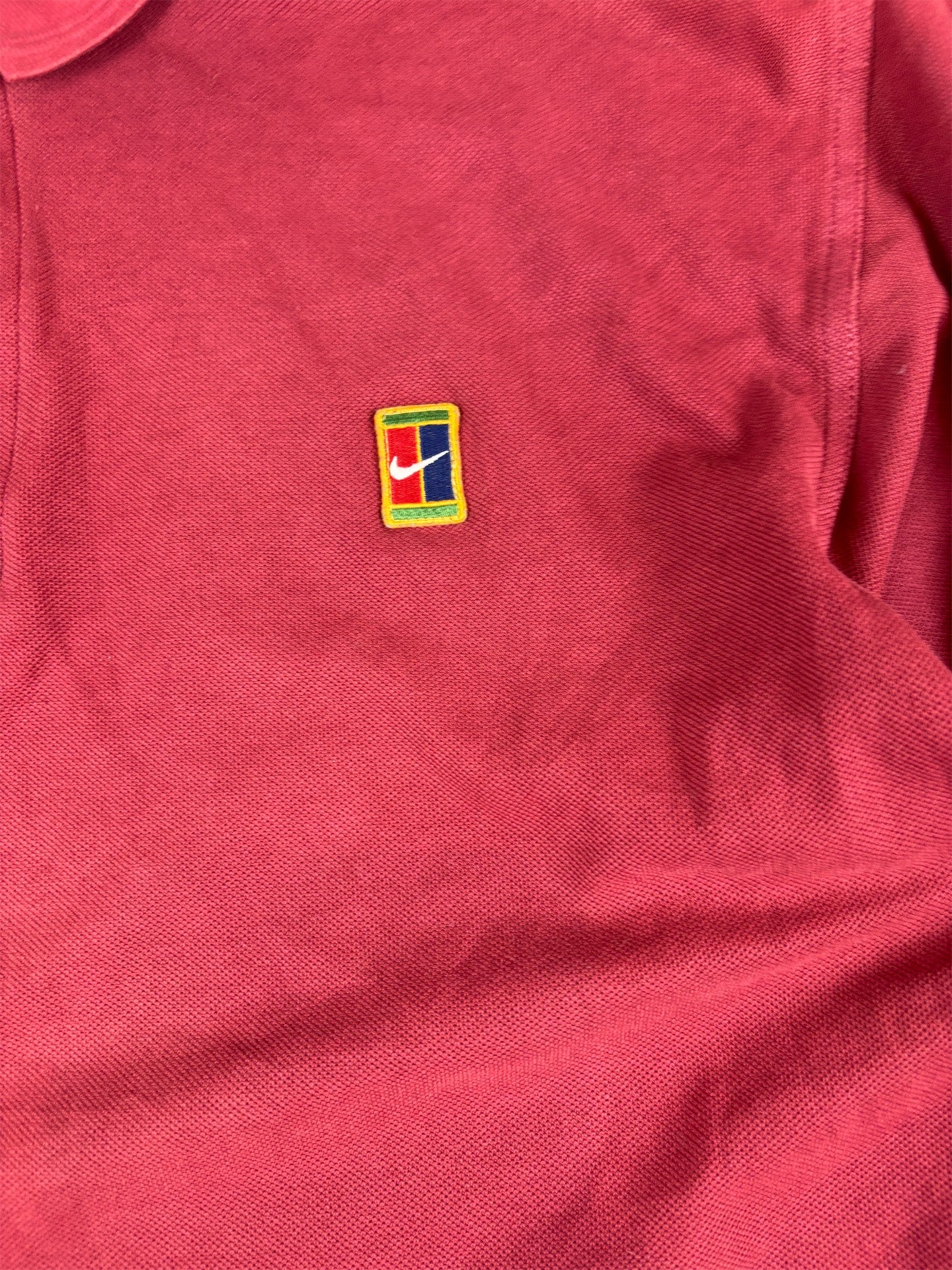Vintage 90s Nike Court Polo Size S Red Chest Logo Swoosh Tennis Dri-Fit