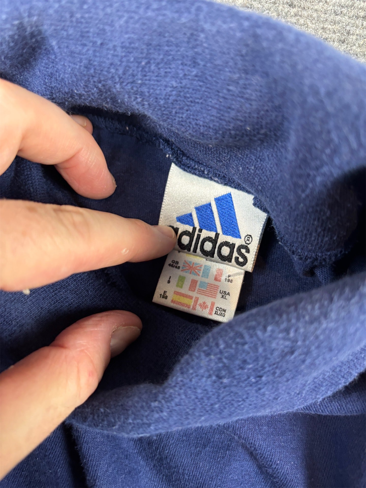 Vintage 90s Adidas Skivvy Long Sleeve XL Navy Blue Cotton Roll Neck Embroidered Logo