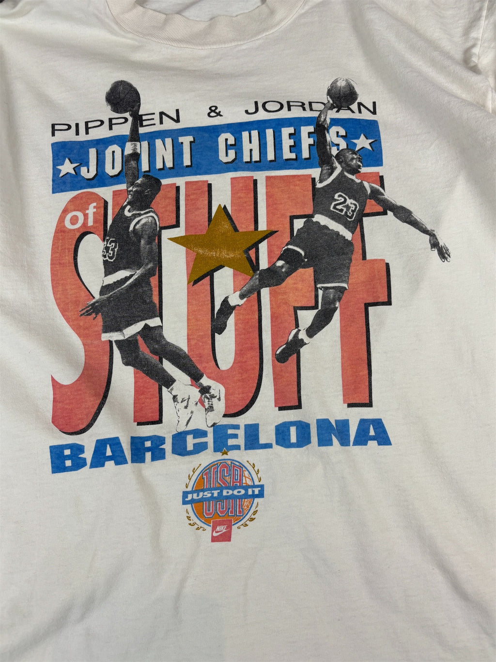 Vintage 90s Nike T-Shirt XL White Cotton Joint Chiefs of Stuff Jordan Pippen Rare