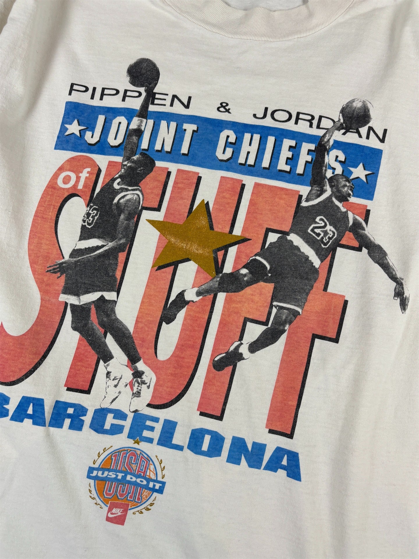 Vintage 90s Nike T-Shirt XL White Cotton Joint Chiefs of Stuff Jordan Pippen Rare