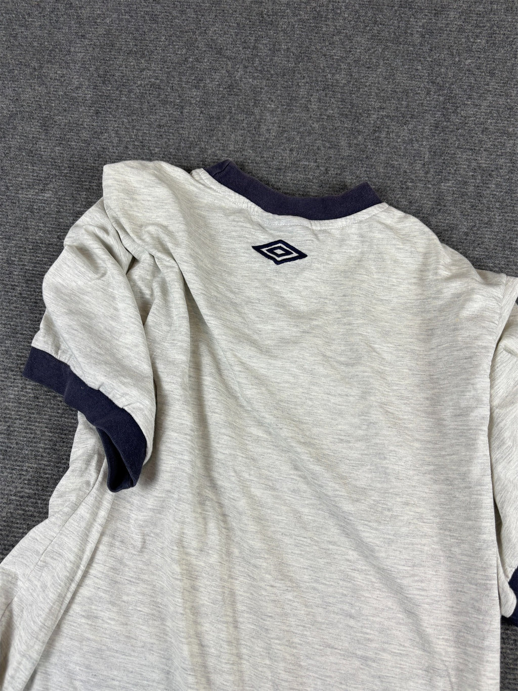 Vintage Y2K Umbro T-Shirt M Grey Ringer Style Large Chest Graphic