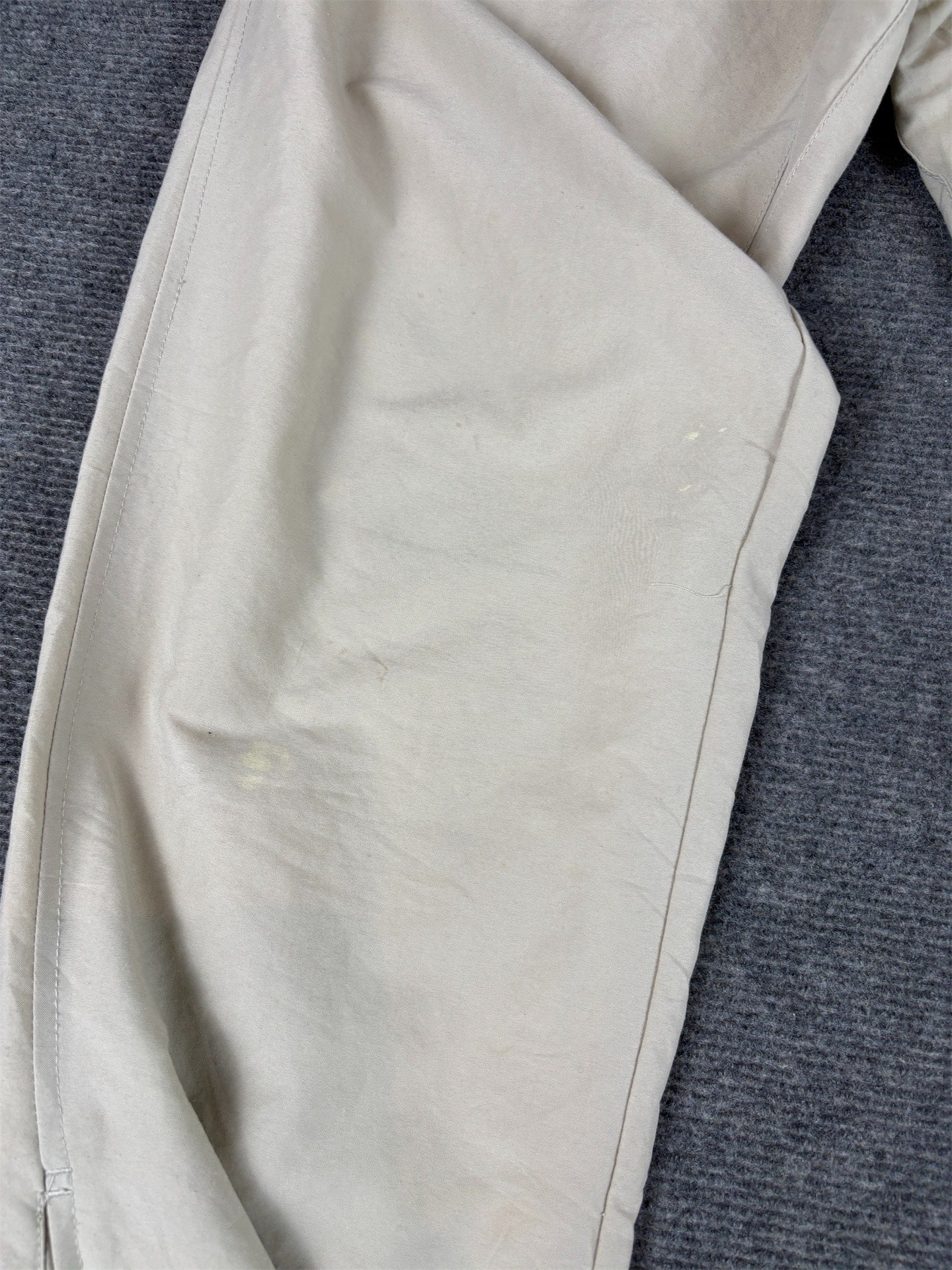 Vintage Y2K Nike Track Pants Size S Beige Cream Navy Ankle Swoosh Straight Leg