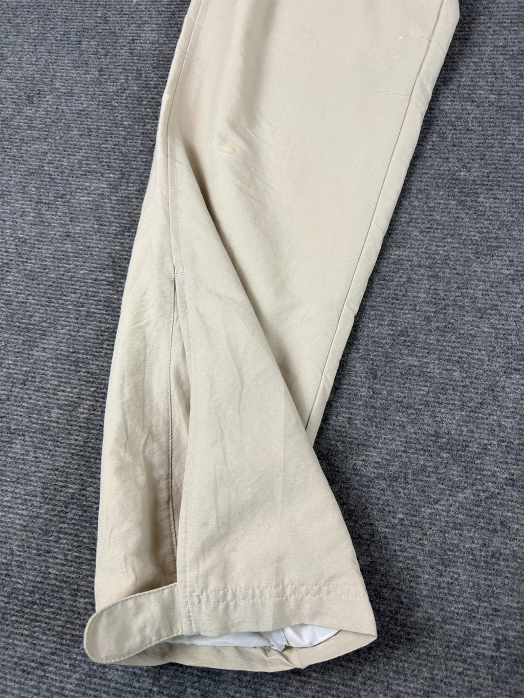 Vintage Y2K Nike Track Pants Size S Beige Cream Navy Ankle Swoosh Straight Leg