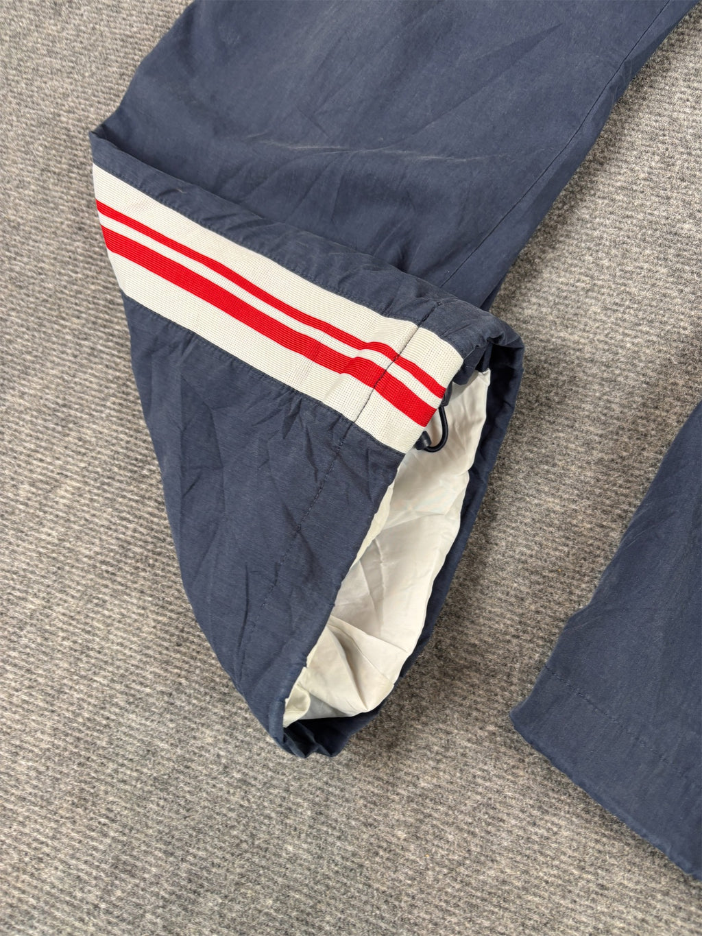 Vintage Y2K Nike Track Pants Size M Navy White Red Panel Ankle Bungee Tabs Straight Leg