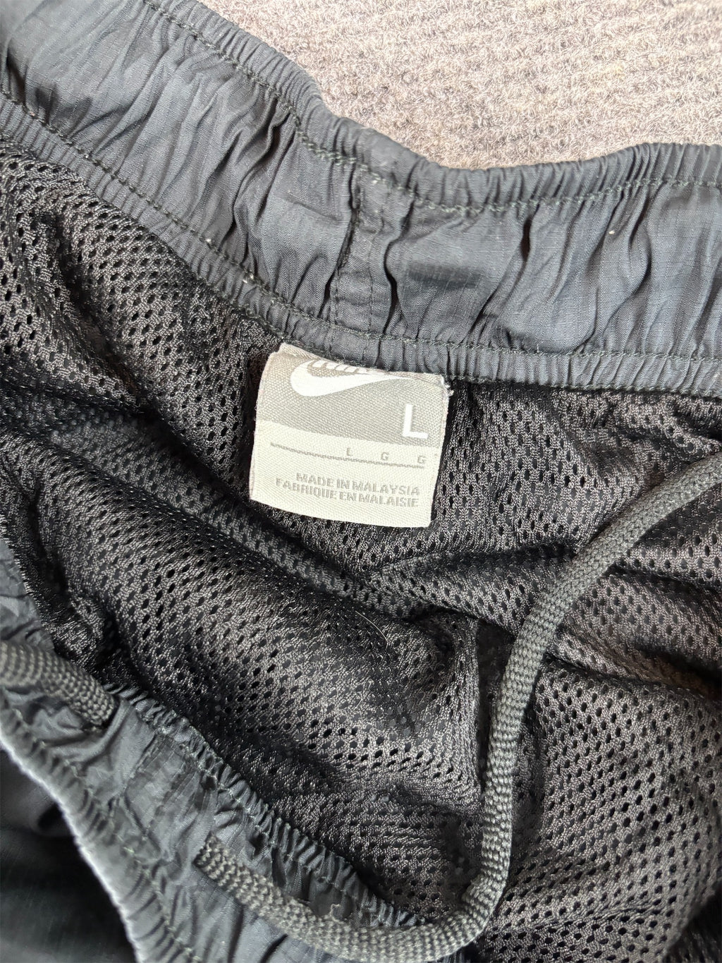 Vintage Y2K Nike Track Pants Size L Black White Piping Ankle Zips Super Wide Leg