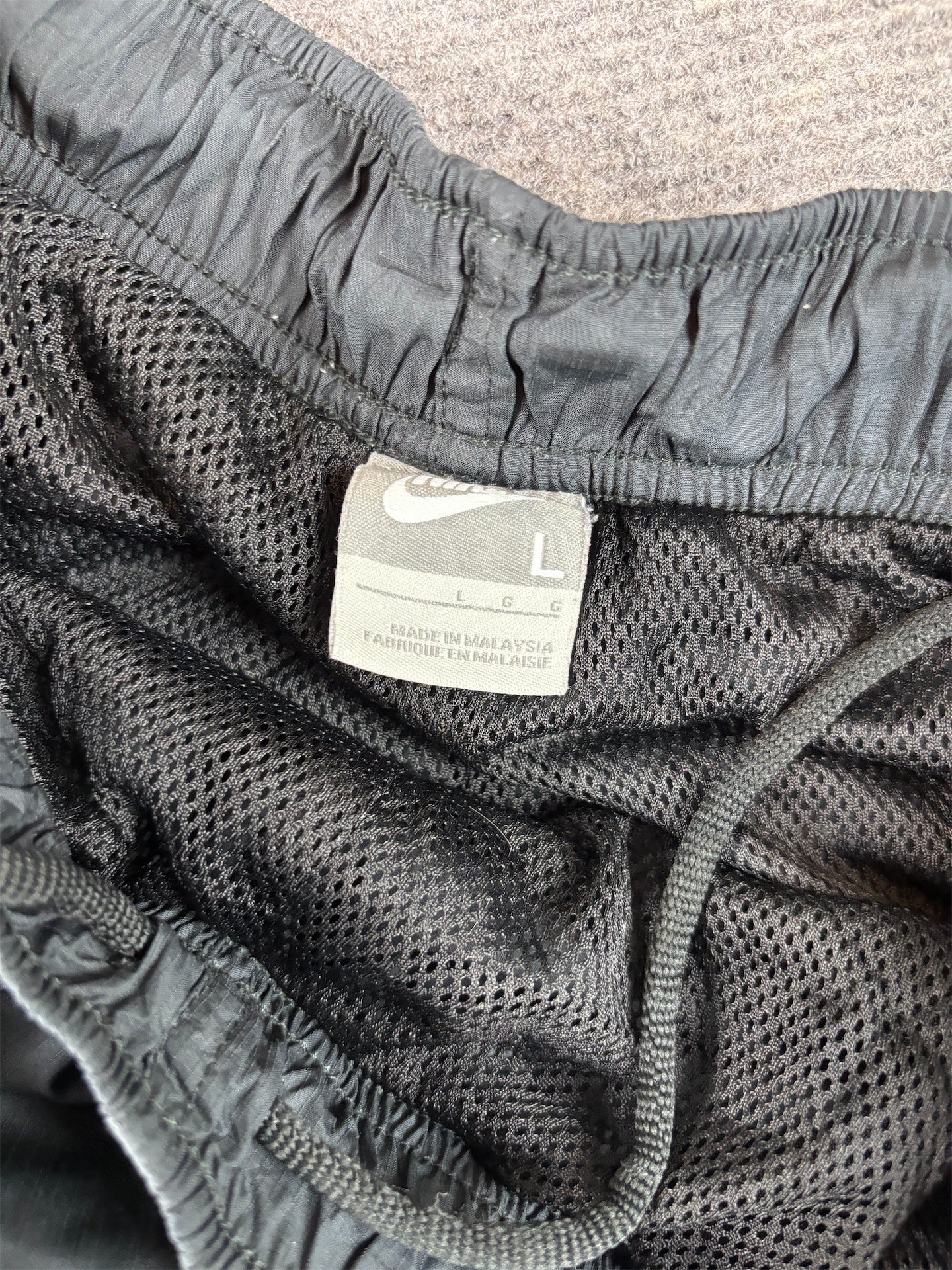 Vintage Y2K Nike Track Pants Size L Black White Piping Ankle Zips Super Wide Leg