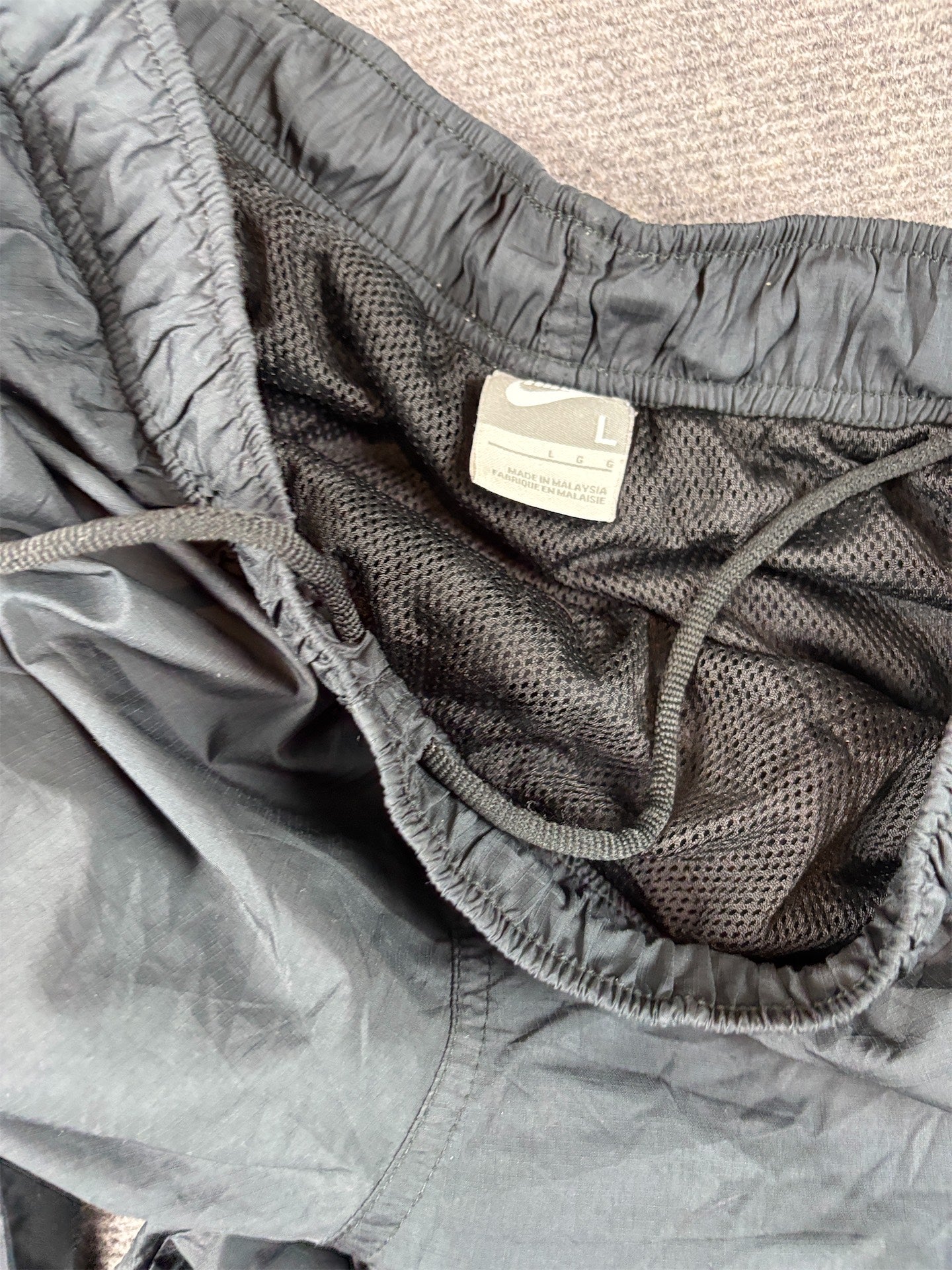 Vintage Y2K Nike Track Pants Size L Black White Piping Ankle Zips Super Wide Leg