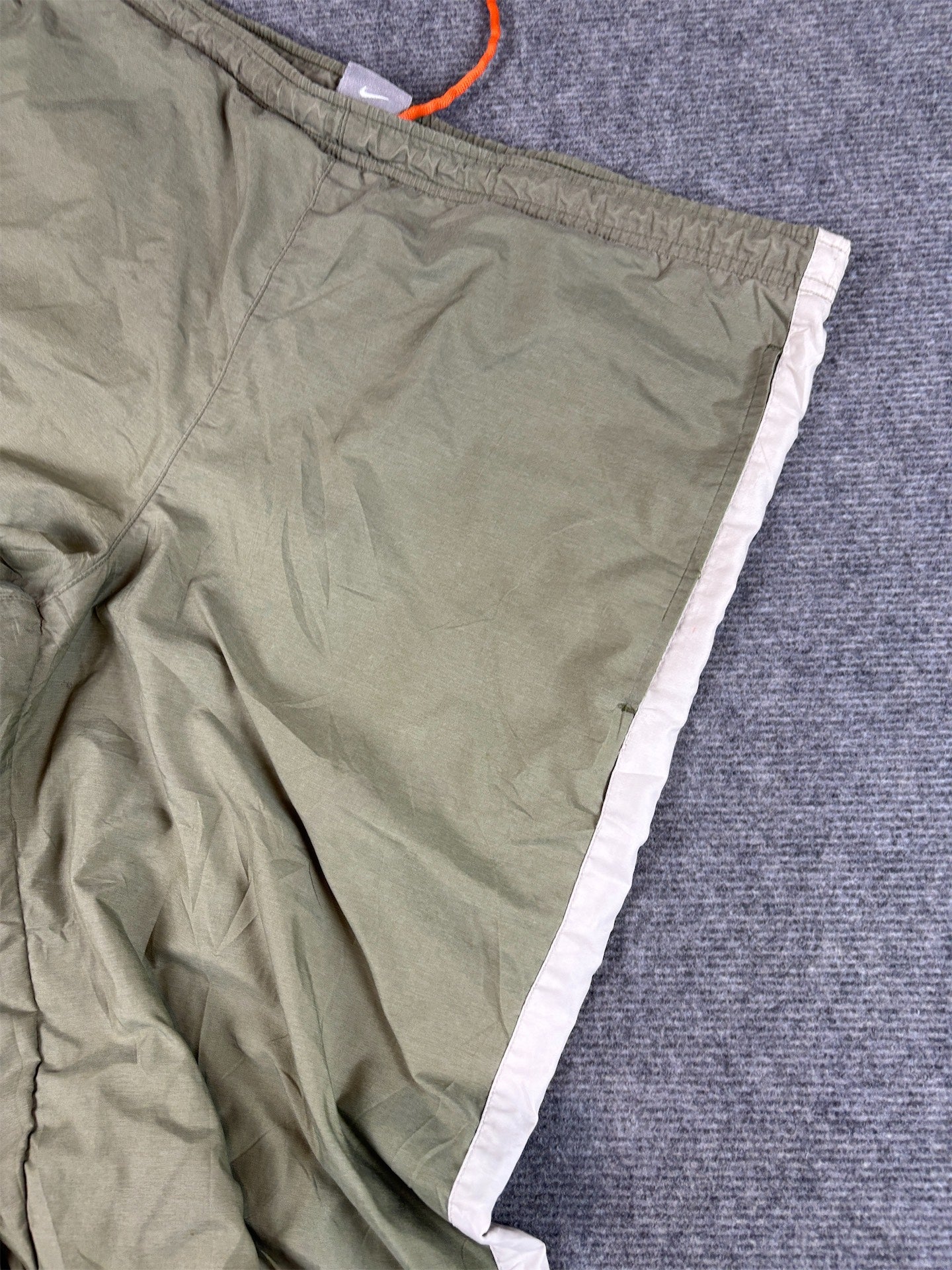 Vintage Y2K Nike Track Pants Size M Green Grey Panel Spell Out Leg Velcro Wide Leg Rare