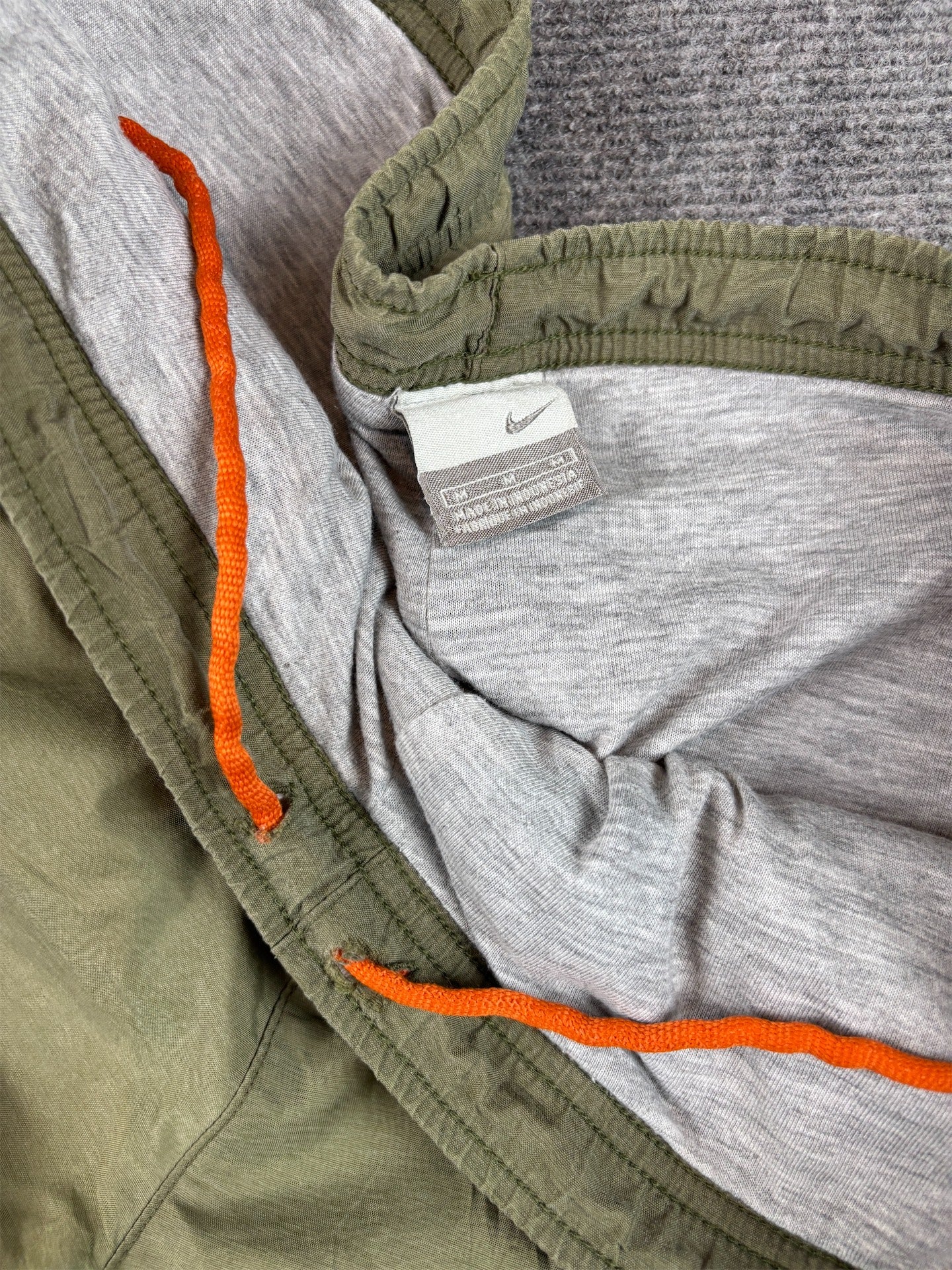 Vintage Y2K Nike Track Pants Size M Green Grey Panel Spell Out Leg Velcro Wide Leg Rare