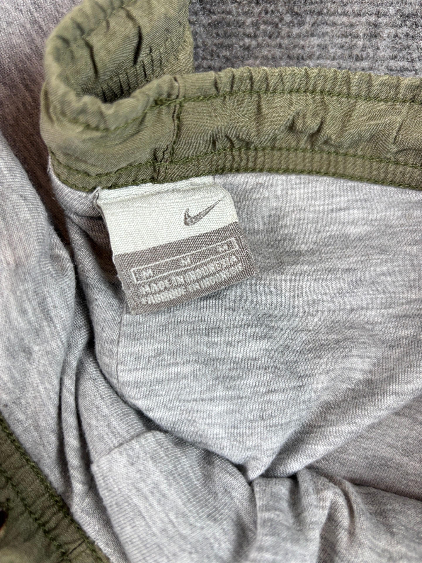 Vintage Y2K Nike Track Pants Size M Green Grey Panel Spell Out Leg Velcro Wide Leg Rare