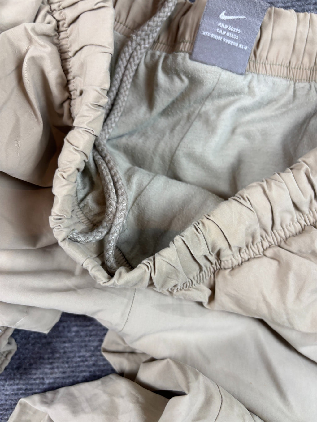 Vintage Y2K Nike Track Pants Size L Beige White Swoosh Piping Baggy Rare Colourway