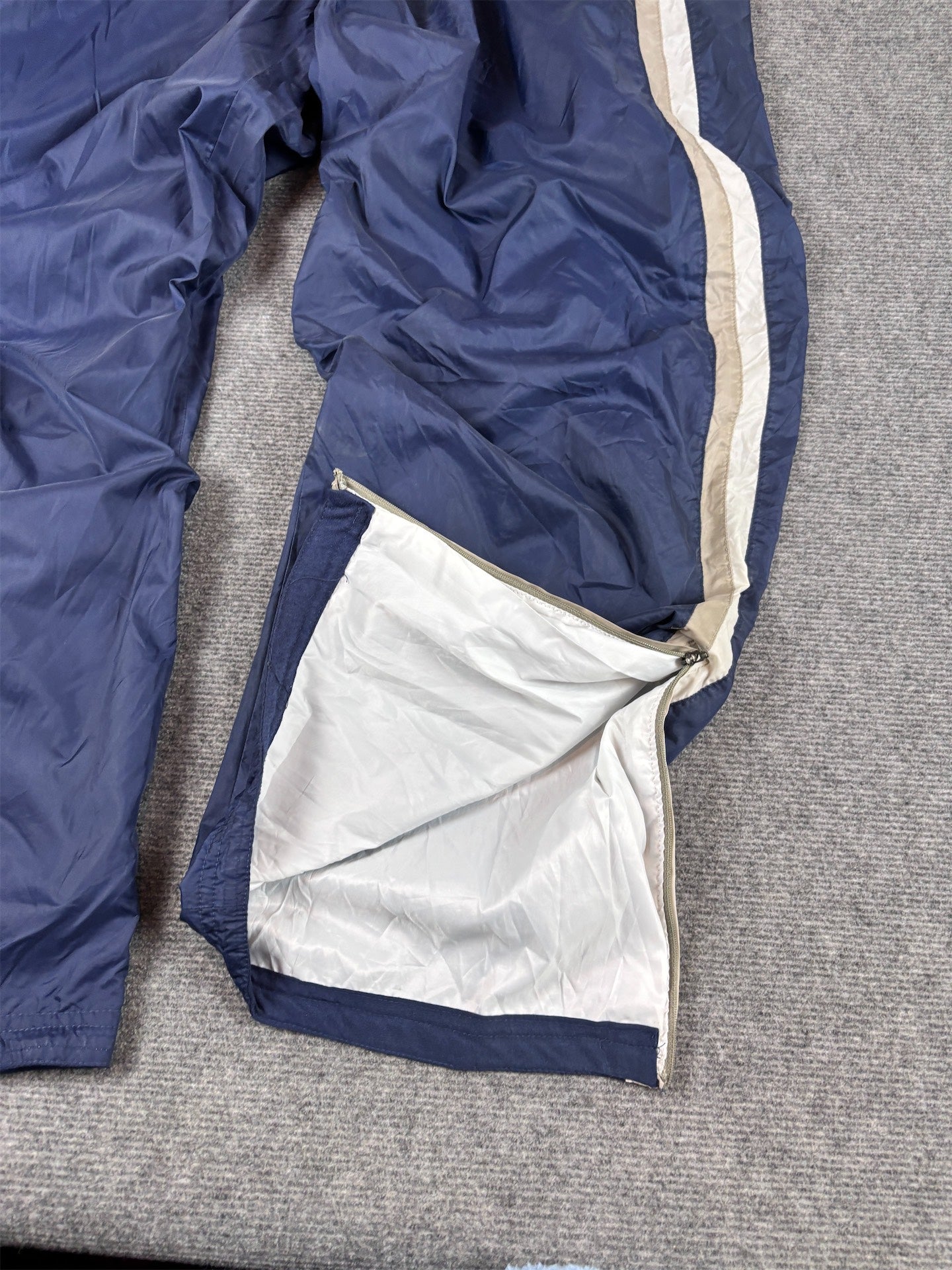 Vintage Y2K Nike Track Pants Size XXL Navy White Grey Panels Ankle Swoosh Wide Leg