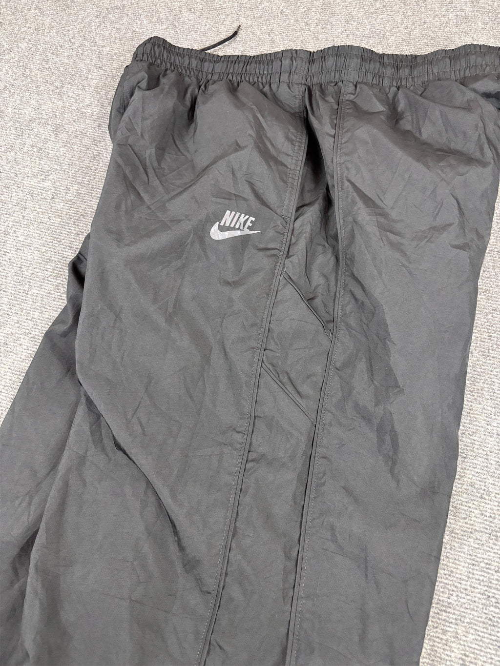 Vintage Y2K Nike Track Pants Size XL Double Black Piping Ankle Zips Wide Leg Baggy