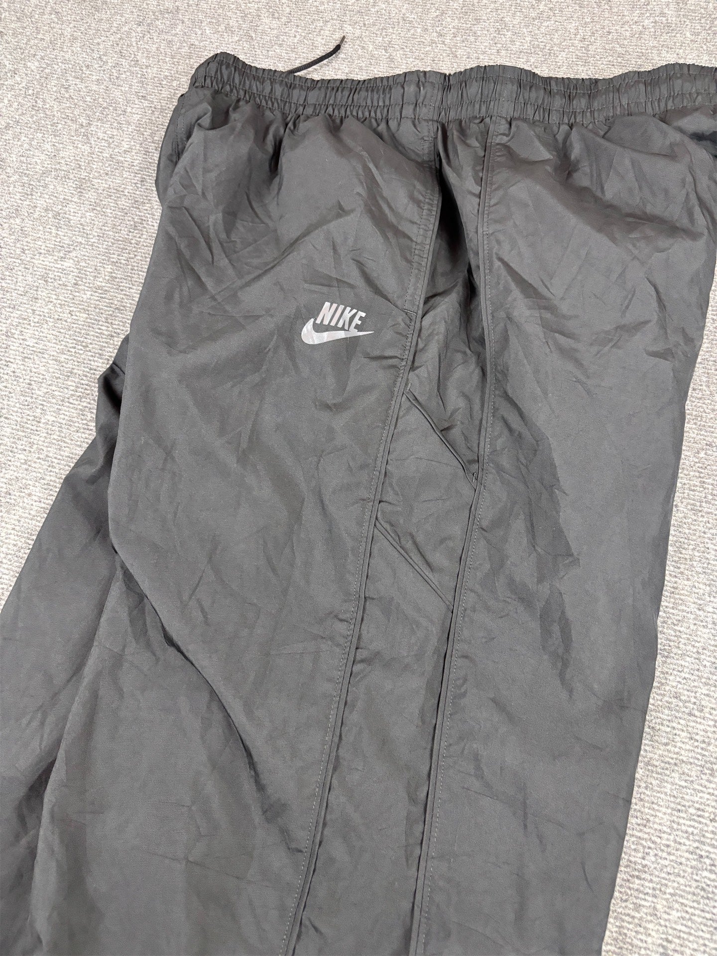 Vintage Y2K Nike Track Pants Size XL Double Black Piping Ankle Zips Wide Leg Baggy