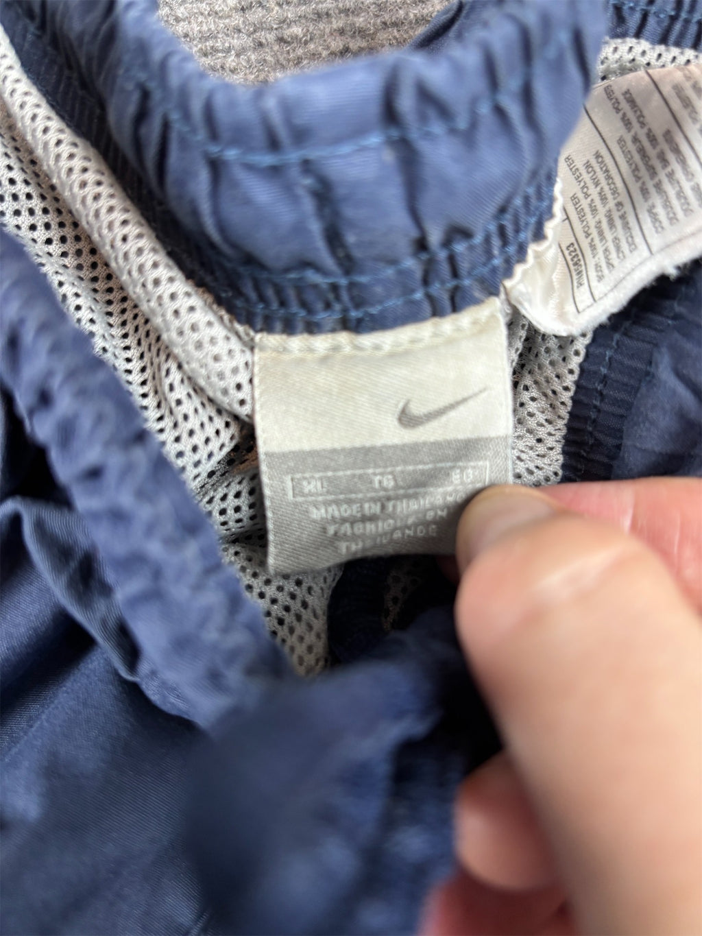 Vintage Y2K Nike Track Pants XL Navy Grey Double Piping Spell Out Ankle Zips Baggy Fit