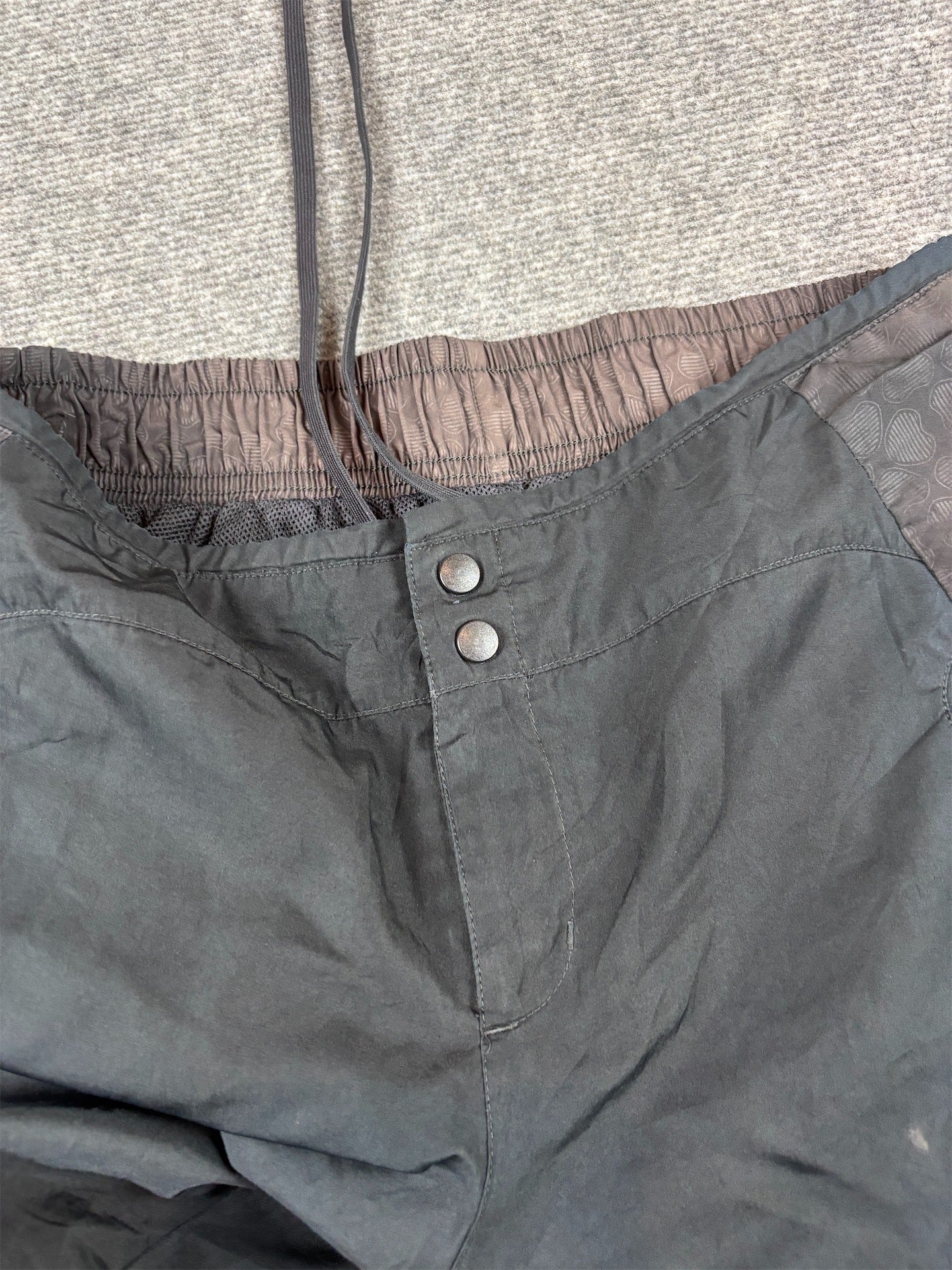 Vintage Y2K Nike Track Pants Women’s L Black Brown Heart Panels Bungee Ankles