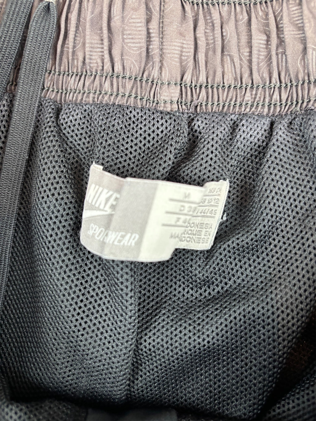 Vintage Y2K Nike Track Pants Women’s L Black Brown Heart Panels Bungee Ankles