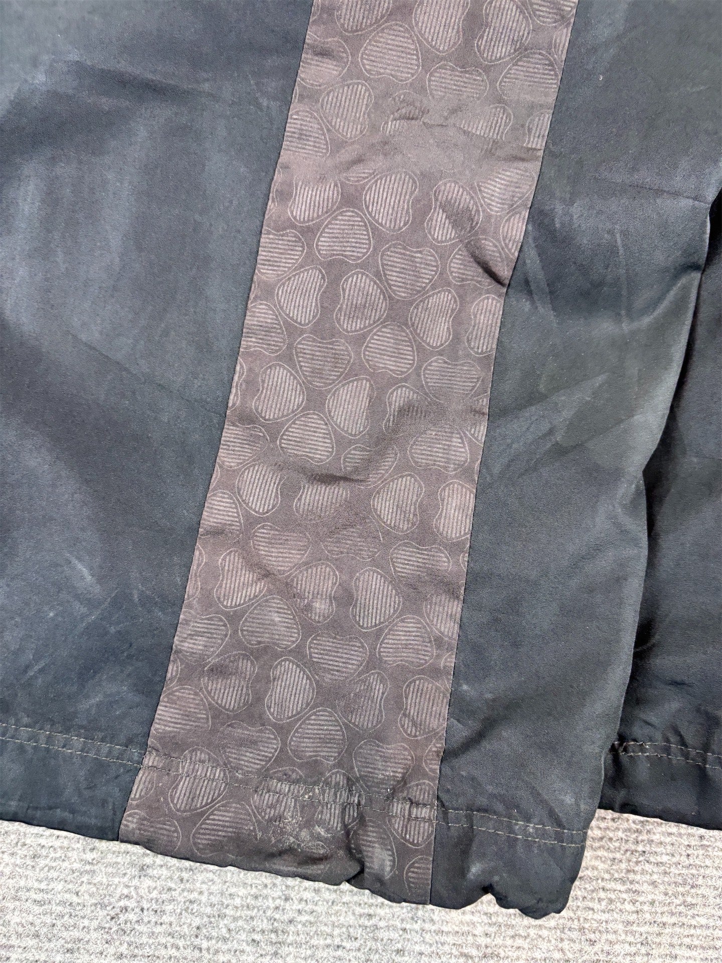 Vintage Y2K Nike Track Pants Women’s L Black Brown Heart Panels Bungee Ankles