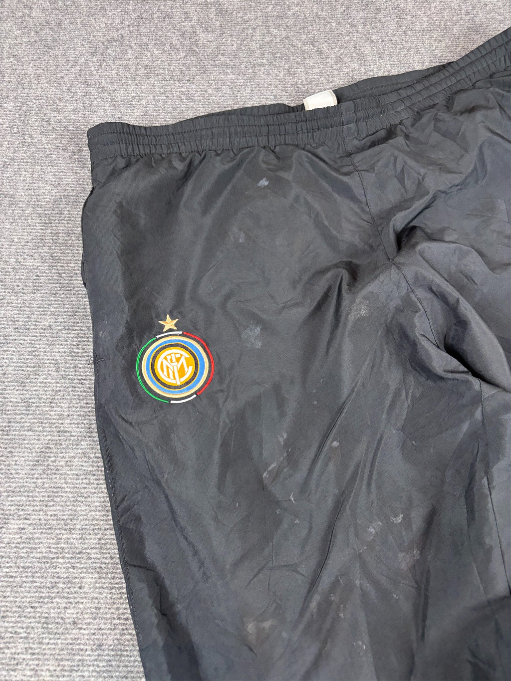 Vintage Y2K Nike Football Track Pants XL Black Inter Milan Football Kit Badge Wide Leg