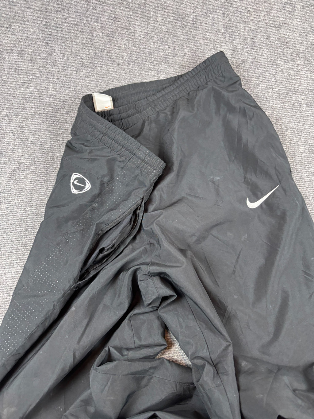 Vintage Y2K Nike Football Track Pants XL Black Inter Milan Football Kit Badge Wide Leg