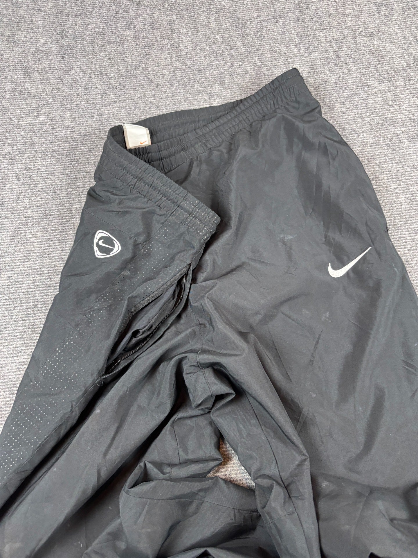 Vintage Y2K Nike Football Track Pants XL Black Inter Milan Football Kit Badge Wide Leg