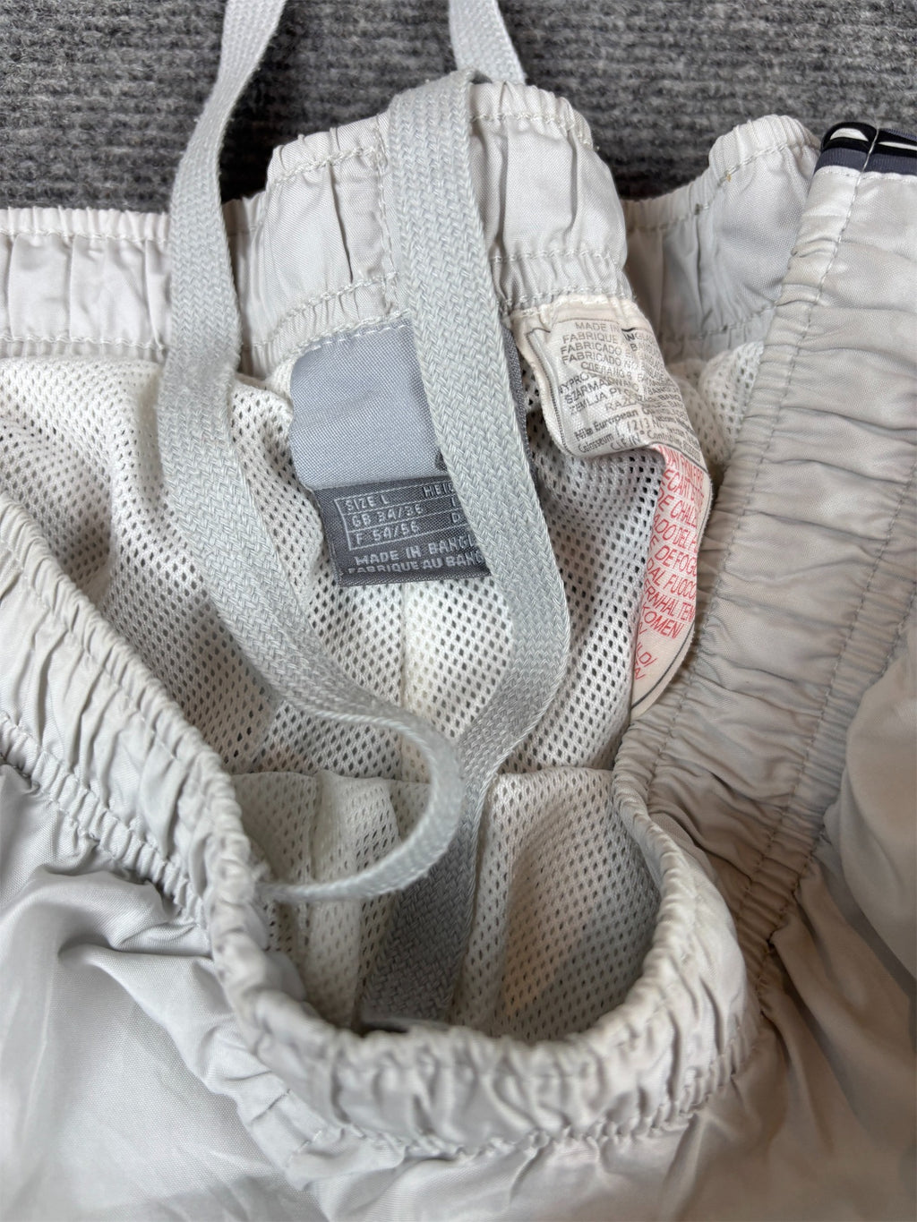 Vintage Y2K Nike Track Pants Size L Grey Silver Black Piping Ankle Zips w/ Swoosh Wide Leg