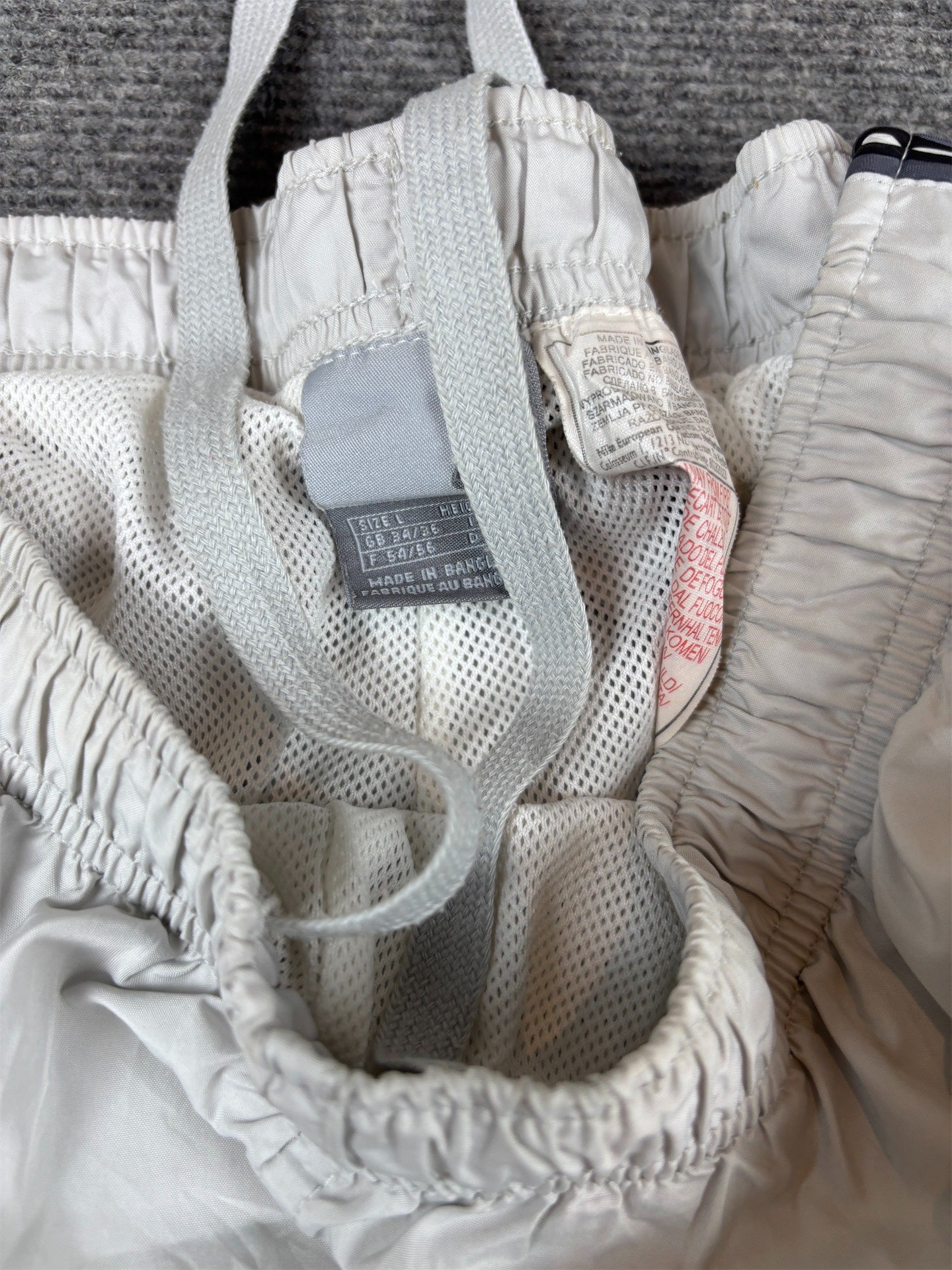 Vintage Y2K Nike Track Pants Size L Grey Silver Black Piping Ankle Zips w/ Swoosh Wide Leg