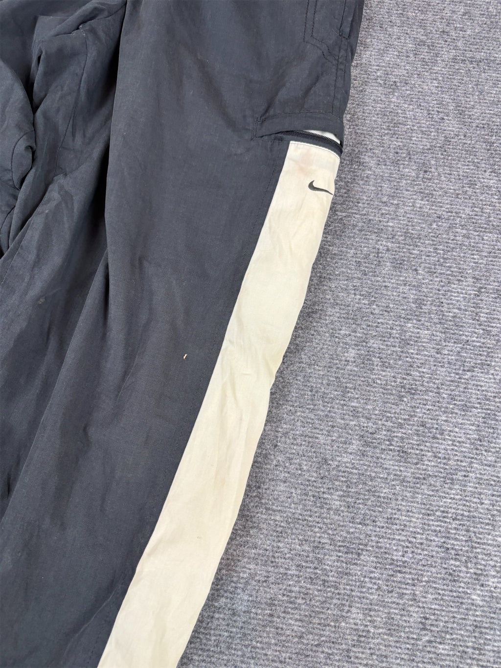 Vintage Y2K Nike Cargo Track Pants Size M Black Grey Cream Bungee Tabs Wide Leg
