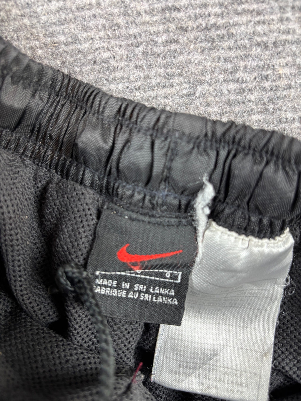 Vintage 90s Nike Track Pants Size L Black White Panels Ankle Swoosh Zip Super Wide Leg