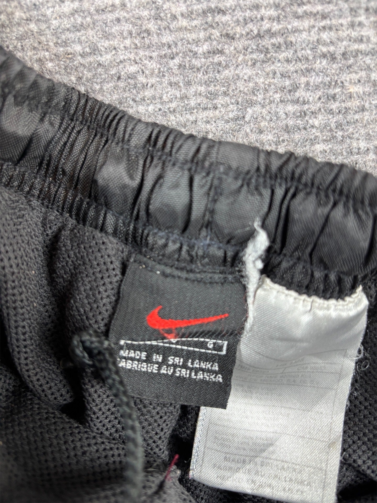 Vintage 90s Nike Track Pants Size L Black White Panels Ankle Swoosh Zip Super Wide Leg