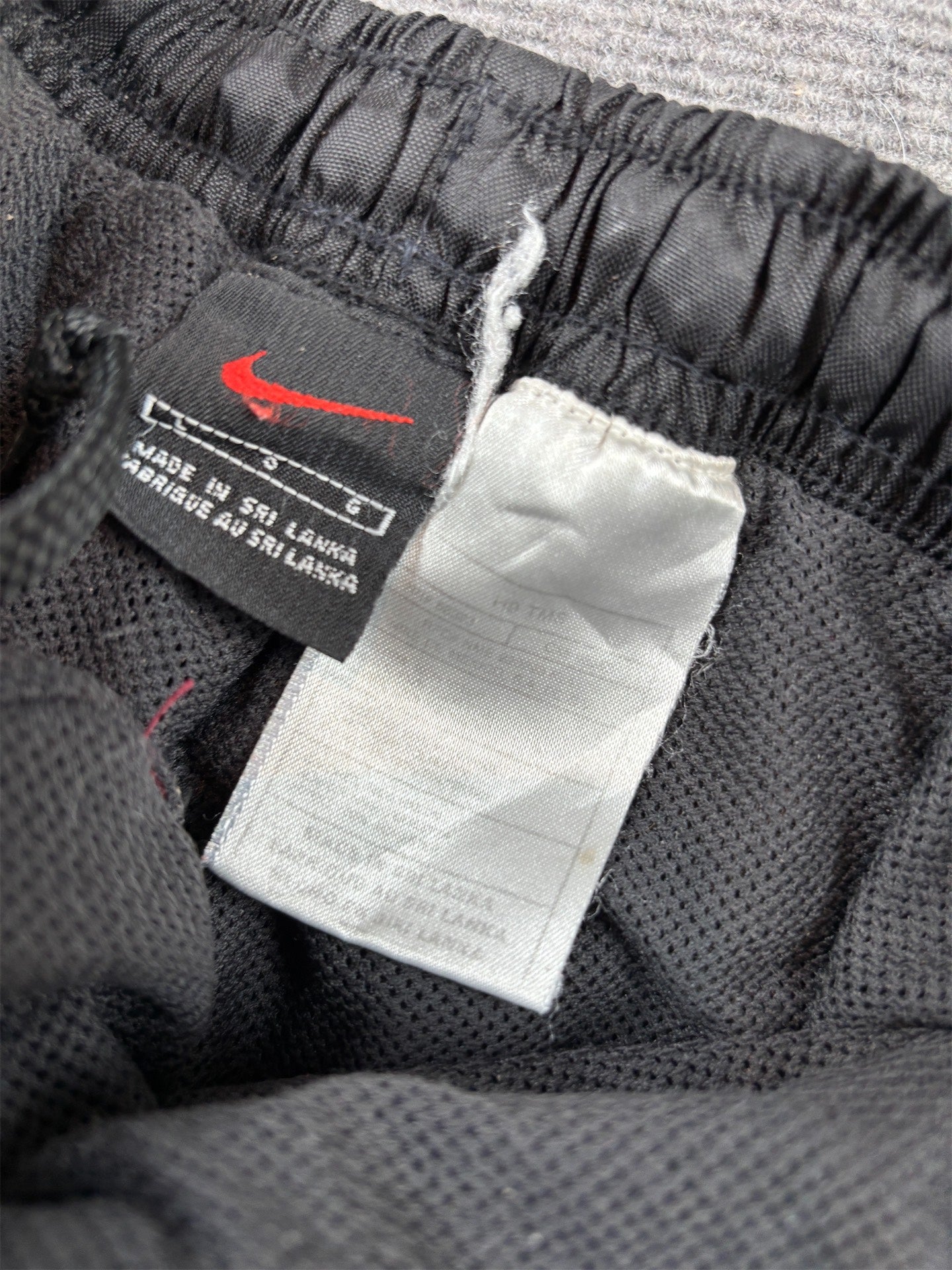 Vintage 90s Nike Track Pants Size L Black White Panels Ankle Swoosh Zip Super Wide Leg