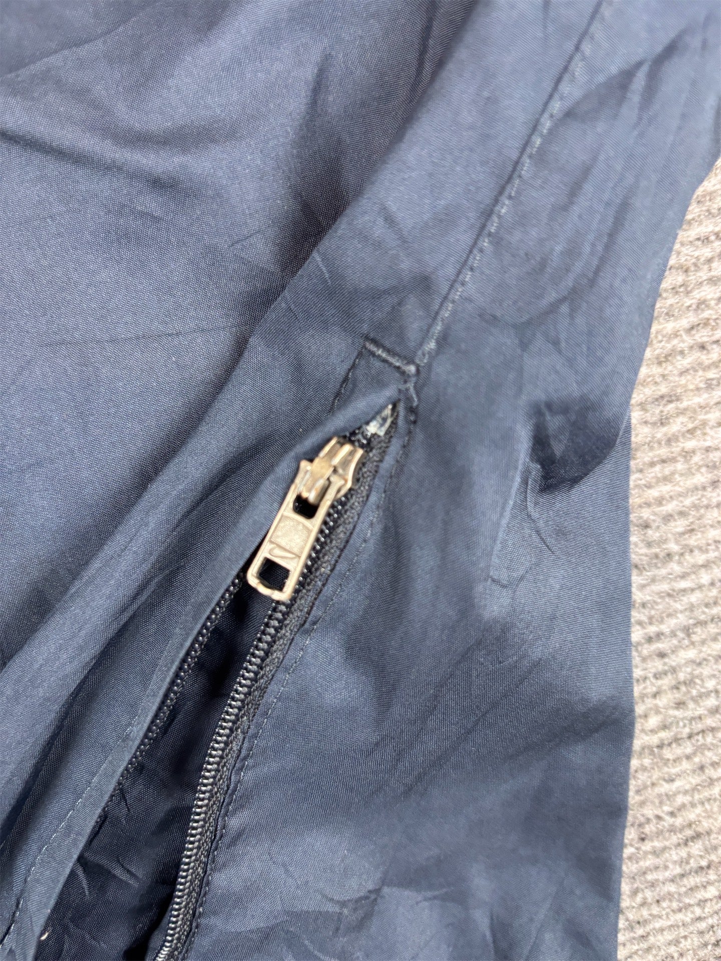 Vintage Y2K Nike Track Pants Size XL Navy Grey Mesh Panels White Piping Ankle Zips