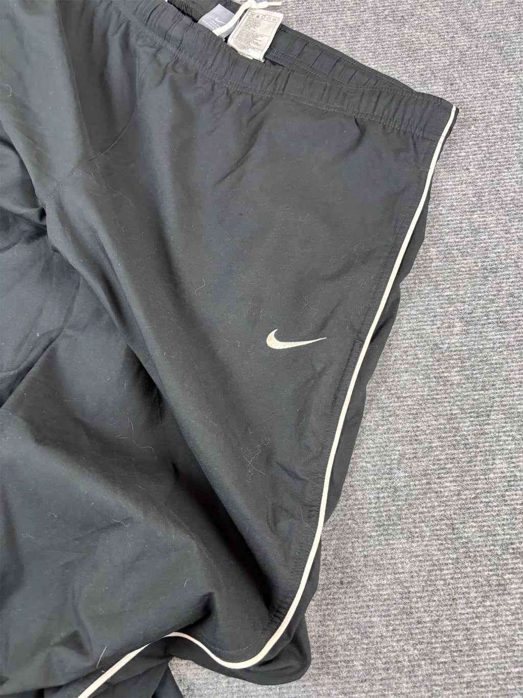 Vintage Y2K Nike Track Pants Size XL Black White Piping Swoosh Super Wide Leg